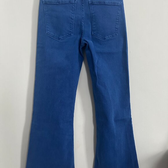 Zara Women’s Jeans Size 4 Juno Blue High Waist Skinny Flare Raw Hem - Picture 4 of 5